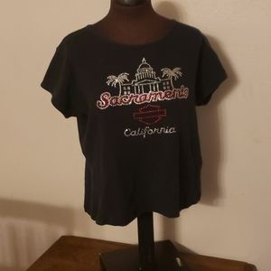 1X Harley Davidson rhinestone top
